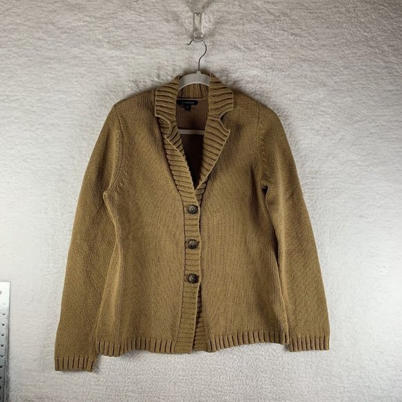 Lands' End‎ Cardigan Sweater Women M 10-12 Baumwolle Notch Collar Buttons 7892 - Picture 1 of 7